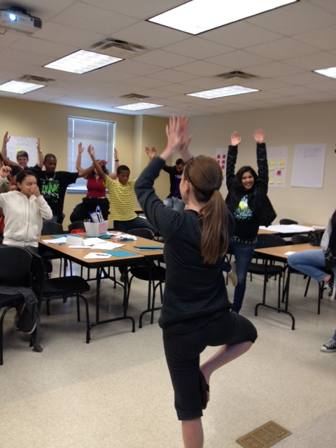 Teens doing yoga